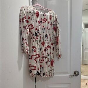 ba&sh White and Red silk like lined Mini Dress